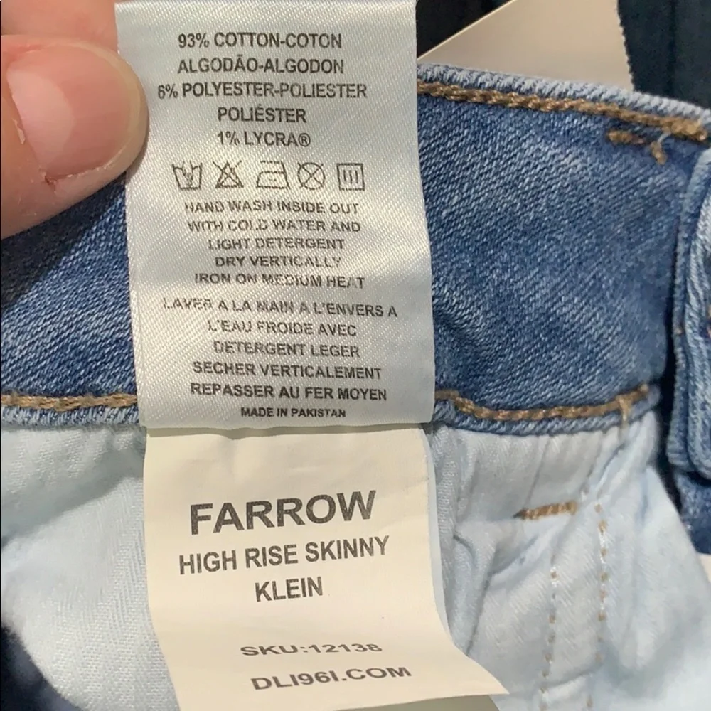 - NWT DL1961 Light Blue High Rise Farrow Skinny Jeans Metallic Dot Accents